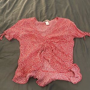 Red floral H&M top size 2